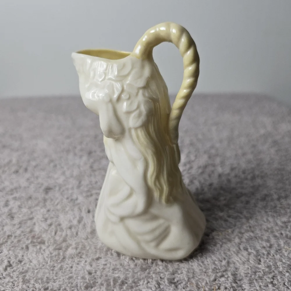 Belleek Undine Girl Creamer- Made In Country Fermanagh Ireland Vintage